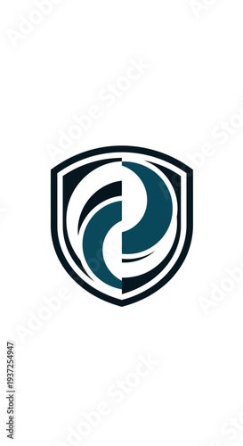 Abstract Shield Design Depicting Balance and Harmony, Ideal for Brand Identity Creation