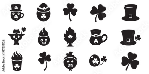 Set of 15 St. Patrick's Day icons vector