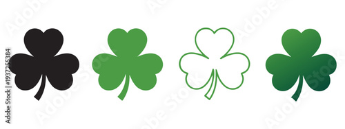 Set of 4 shamrock leaf icons vector illustration.