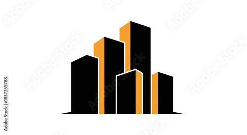 Abstract Skyscraper Silhouette in Modern Style Representing Urban Cityscape or Architecture