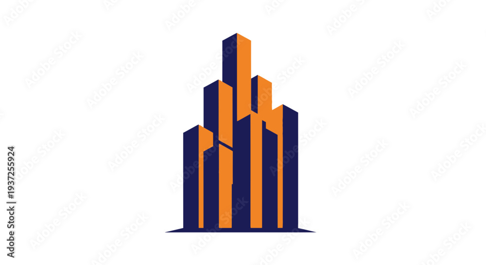 Fototapeta premium Abstract Urban Skyline Composition with Modern Architectural Elements and Geometric Shapes