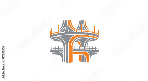 Abstract Urban Infrastructure Illustration Featuring Interconnected Elevated Roads and Modern Design