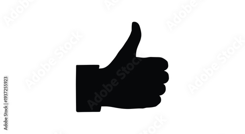 A black hand giving a thumbs up gesture simple silhouette