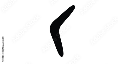 A simple black boomerang shape presented in stark contrast silhouette