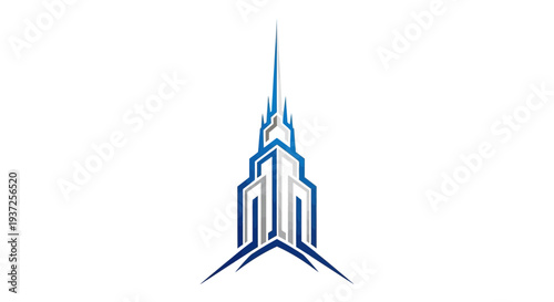 Architectural Design: Abstract Tower Silhouette Against a Pristine White Background