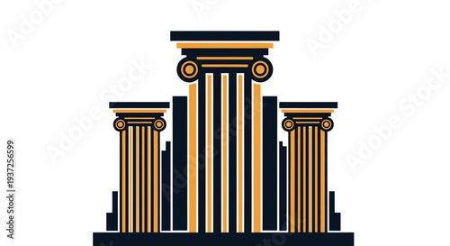 Architectural Design Illustrating Classical Pillars and Building Structures for Various Applications