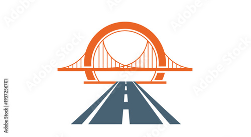 Architectural Illustration Depicting a Bridge Connecting A Road And Crossing, Graphic Logo Design