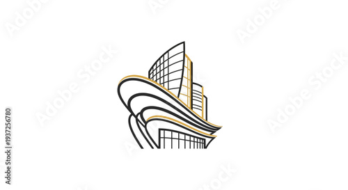 Architectural Illustration: Modern Urban Design Concept with Geometric Lines and Aesthetic Appeal