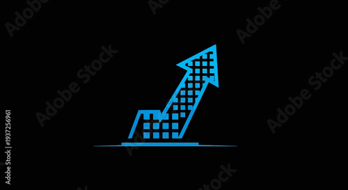 Ascending Arrow Graphic Illustrates Growth, Progress, and Business Success on Black Background