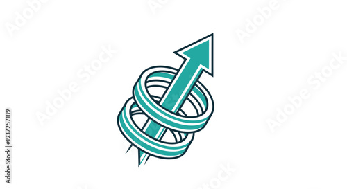 Ascending Arrow Wrapped in Circular Bands Illustrating Growth and Progress