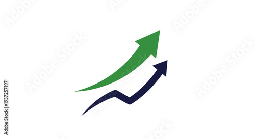 Ascending Arrows Representing Growth, Progress, and Business Success on a White Background