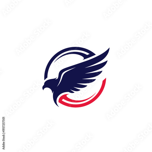 Bold Eagle Emblem Within a Circular Frame Suitable for Branding and Logo Design on White