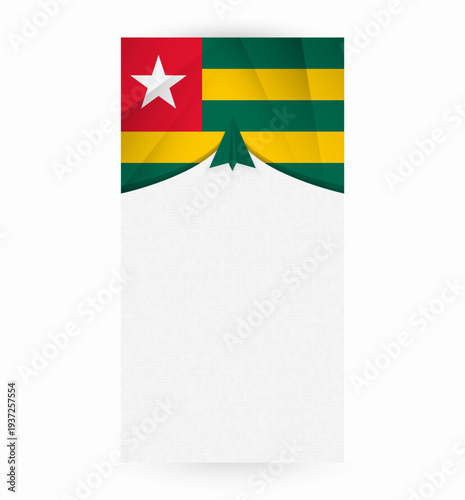 Travel to Togo, Stylish Travel Banner with Flag and Paper Airplane.