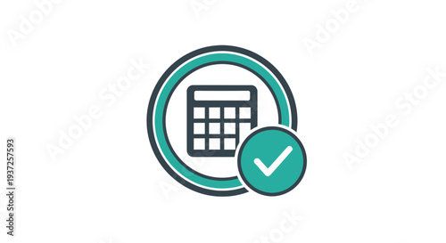 Calculator Icon With Check Mark Symbolizes Financial Accuracy and Complete Calculations