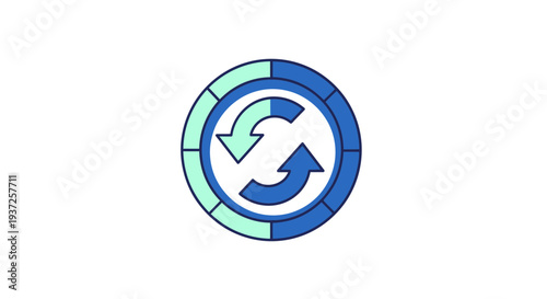 Circular arrows animation illustrating process, rotation, update, refresh, and cycle.
