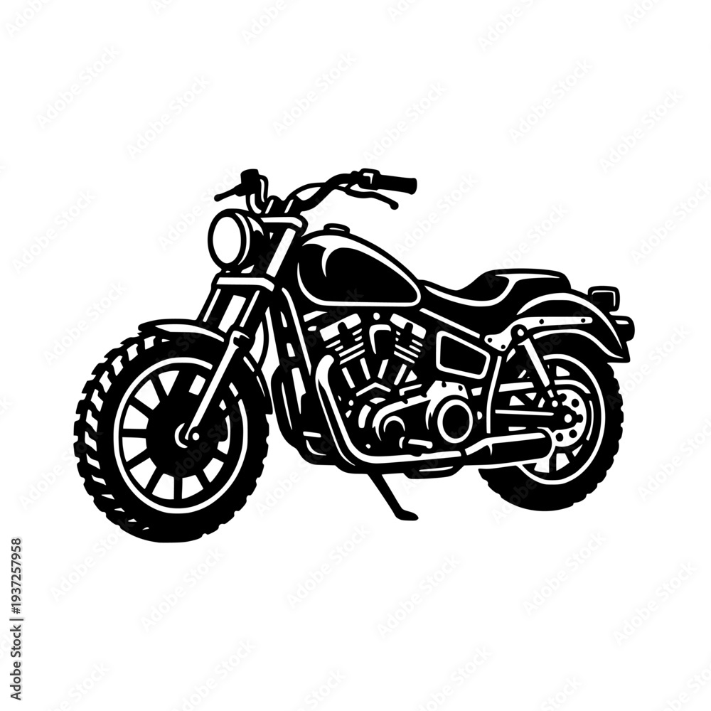 Obraz premium Chopper Motorcycle Silhouette Vector Illustration