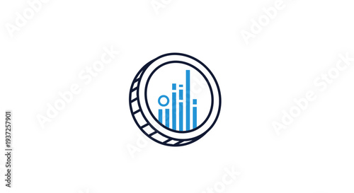 Coin With Statistics Displaying Growth, Business, and Financial Success Symbolism
