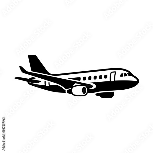 Passenger Airplane Silhouette Vector Illustration