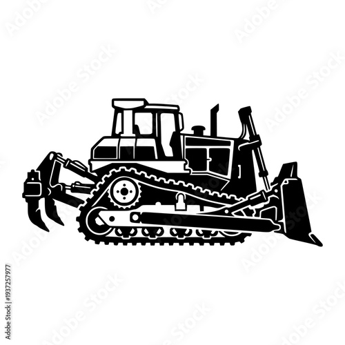 Bulldozer Construction Vehicle Silhouette Vector