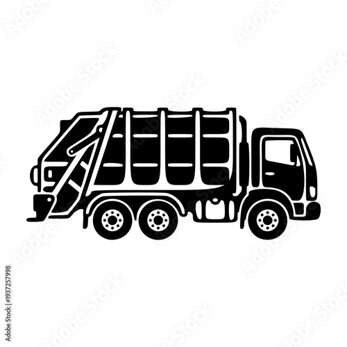 Garbage Truck Silhouette Vector Illustration