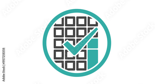 Confirmed Schedule Icon: A Modern Teal And Grey Design For Digital Verification And Completion