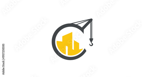 Crane Lifting Construction Building: Modern Logo for Real Estate and Development Projects