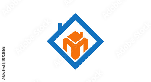 Creative Residential Icon Illustrating Architectural Structure, Real Estate Branding Identity