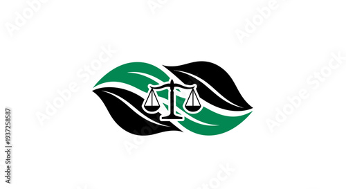Ecological Justice Symbol Depicting Balance and Sustainability With Leaves and Scales