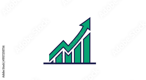 Depicting Business Growth and Financial Success with an Upward Arrow and Rising Bars