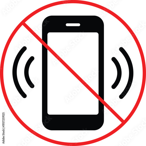 No cell phone signal icon with red circle and line