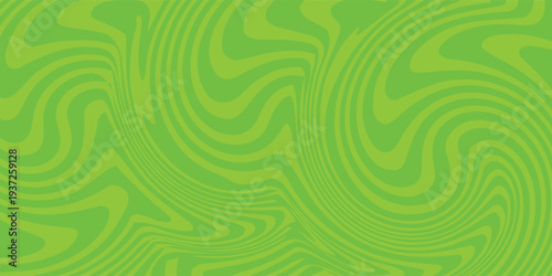 Abstract horizontal background with bright green waves. Trendy vector illustration in retro style of the 60s and 70s.