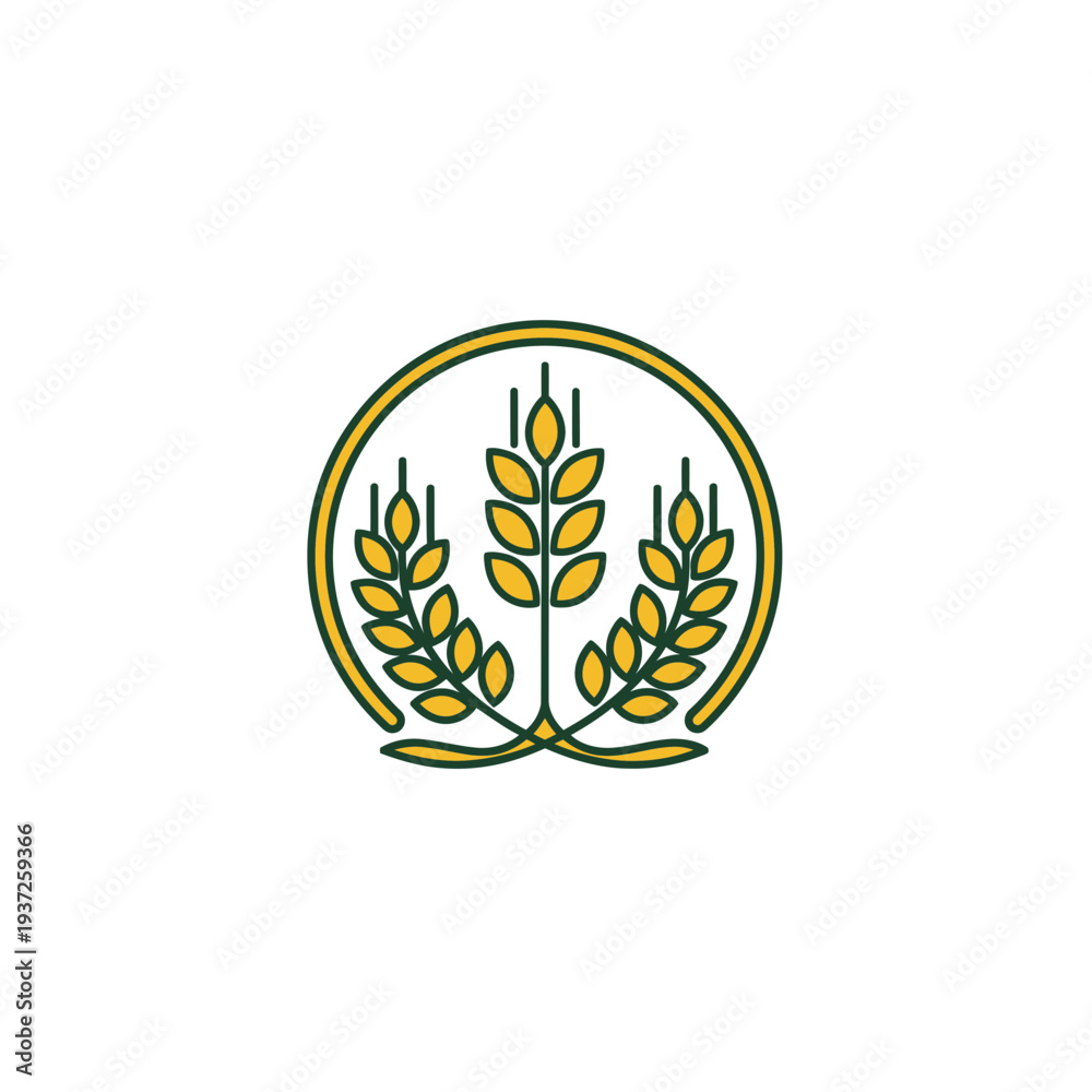 Obraz premium Elegant Wheat Emblem Design Inside a Golden Circle, Suitable for Organic Food Branding