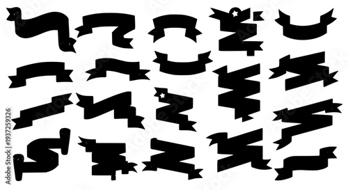 Banners hand drawn set with varied ribbon shapes and styles... featuring ribbons, graphic elements, design with