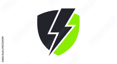 Energetic Shield Symbol With Lightning Bolt Inside a Green And Black Color Scheme