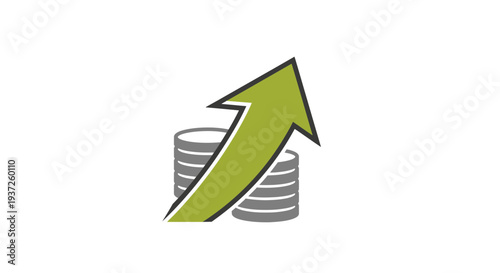 Financial Growth Concept: Arrow Rising Over Stacked Coins Illustrates Business Success
