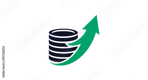 Financial Growth Concept Depicted By Increasing Arrow And Pile Of Coins Abstract Design