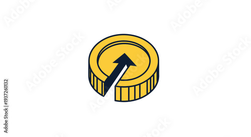 Financial Growth Concept Depicted Through a Coin and Ascending Arrow Symbol