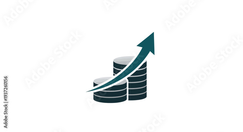 Financial Growth Concept Depicted Through Ascending Stacks and Upward Trending Arrow