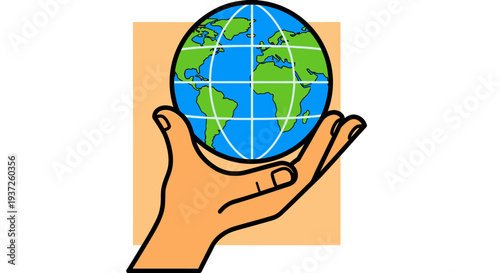 Hand holding the Earth with care and protection.