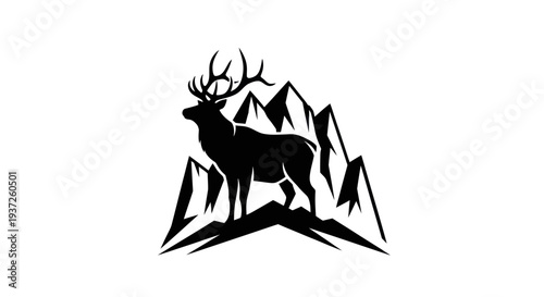 Elk silhouette on mountain peaks
