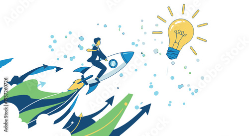 Innovative Business Idea Launching with Creative Energy and Inspiration.