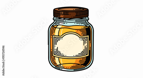 Honey jar with framed blank label illustration