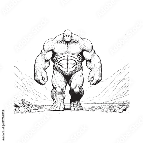 A muscular man with a strong physique standing in a powerful pose.