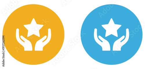 Hand and Star Icon for VIP Benefits Featuring Premium Reward Recognition Symbols Perfect for Loyalty Programs Service Apps Customer Appreciation Membership Perks Vector Illustration Set