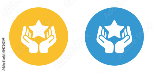 Hand and Star Icon for VIP Benefits Featuring Premium Reward Recognition Symbols Perfect for Loyalty Programs Service Apps Customer Appreciation Membership Perks Vector Illustration Set