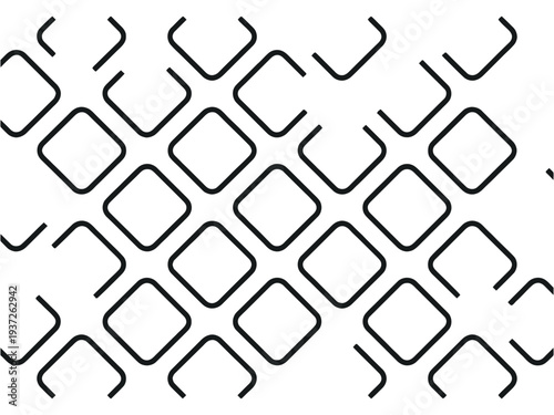 Black and White Geometric Pattern with Diamond Shapes and Lines on White Background