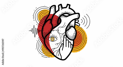1 anatomical heart and face collage icon