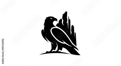 Eagle silhouette on rocky outcrop