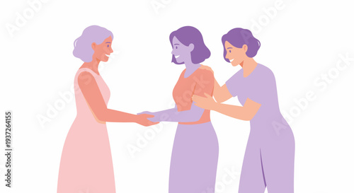 Three women embracing in friendship and solidarity