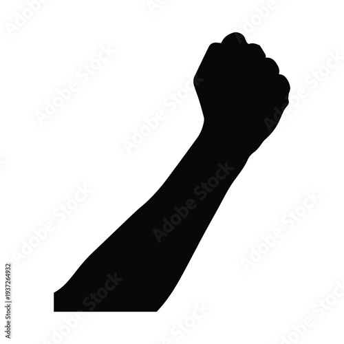 Strong arm raised in empowerment and solidarity gesture